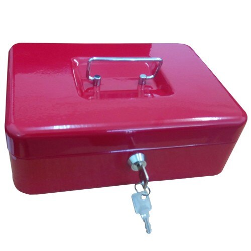 Caseta bani pentru bancnote si monede Ganesh 25 DRA, culoare rosu , 250 x 180 x 90 mm