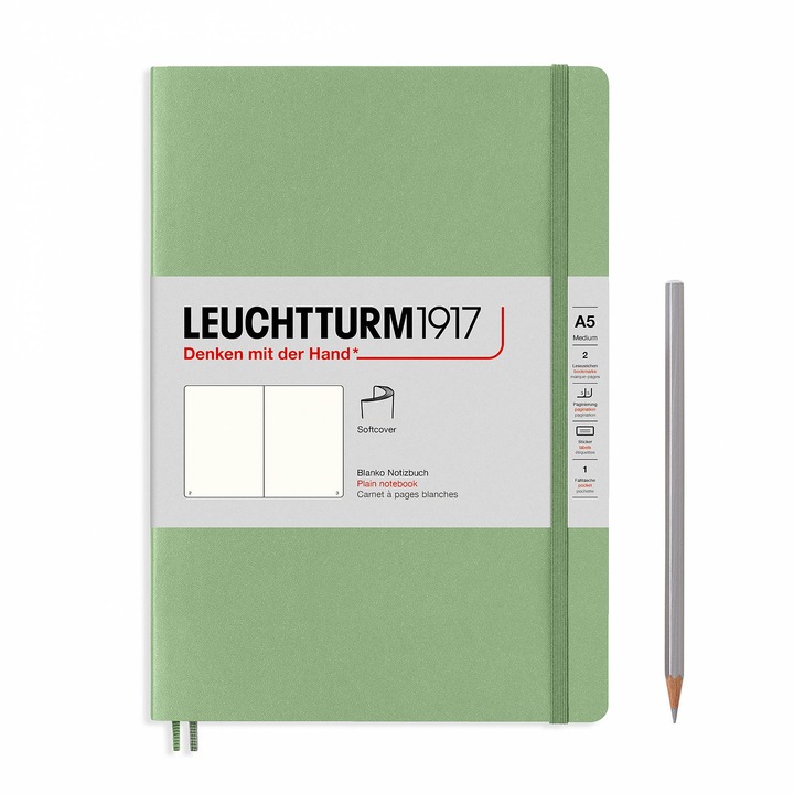 Notebook A5 Coperta Flexibila, Verde Pastel, Velin, Leuchtturm1917