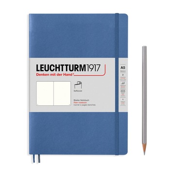 Notebook A5 Coperta Flexibila, Albastru Denim, Velin, Leuchtturm1917 Notebook A5 Coperta Flexibila, Albastru Denim, Velin, Leuchtturm1917