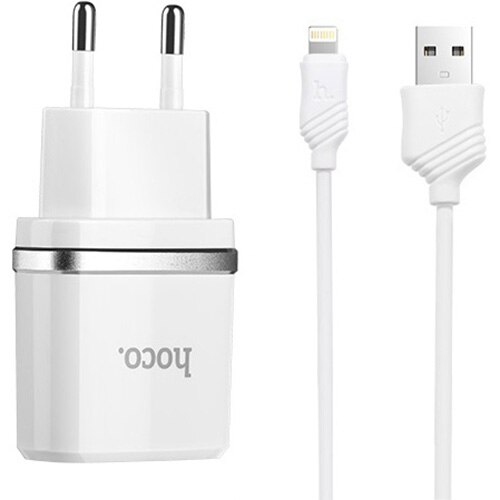 Incarcator retea Hoco C11, 1xUSB, cablu Lightning , Alb