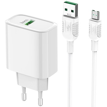 Incarcator retea Hoco C69A, 1xUSB, QC 3.0, 22.5W, super fast, cablu MicroUSB, Alb Incarcator retea Hoco C69A, 1xUSB, QC 3.0, 22.5W, super fast, cablu MicroUSB, Alb