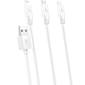 Cablu de date Hoco X1, 3 IN 1, 1m, Alb Cablu de date Hoco X1, 3 IN 1, 1m, Alb