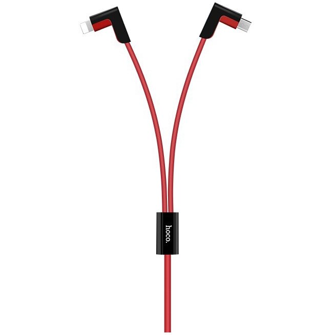 Cablu de date Hoco X12 2in1 MicroUSB/Lightning Hoco X12, silicon, Magnet 1,2m, Rosu