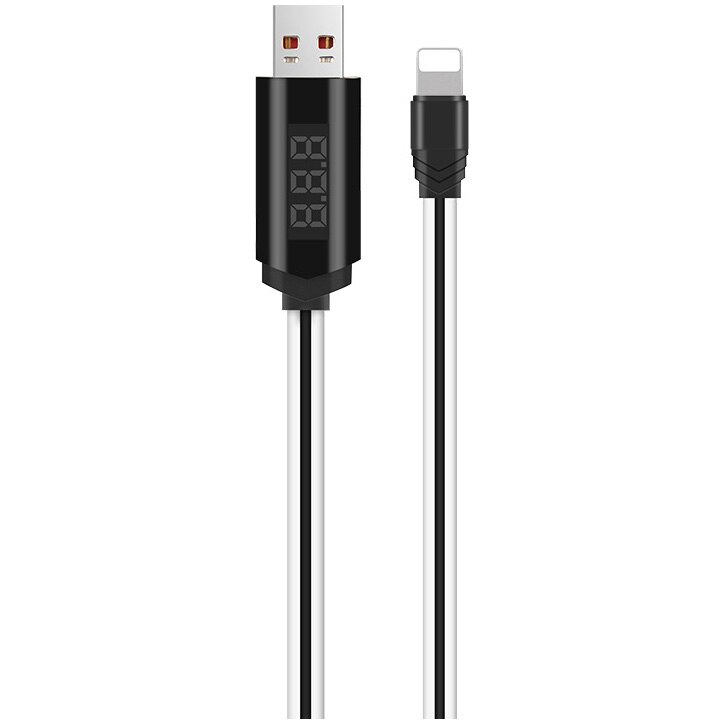 Cablu de date Hoco U29, Lightning cu display, 1.2m, Alb