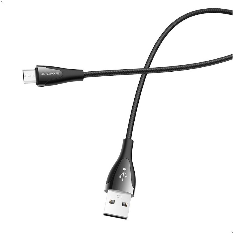 Cablu de date Borofone B20 Advantageous, Micro USB, Textil, 1.2m, Negru