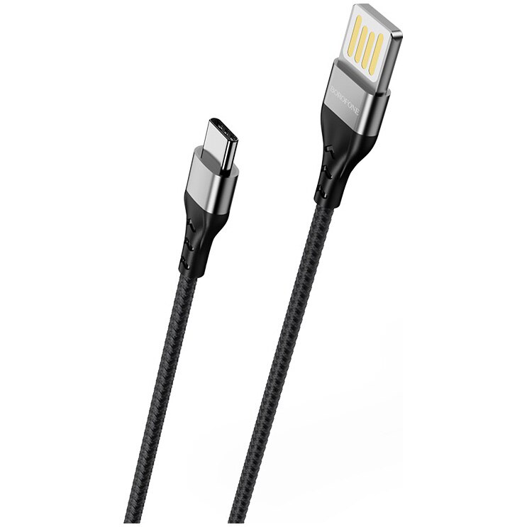 Cablu de date Borofone BU11, Type-C, Textil, 1.2m, Negru