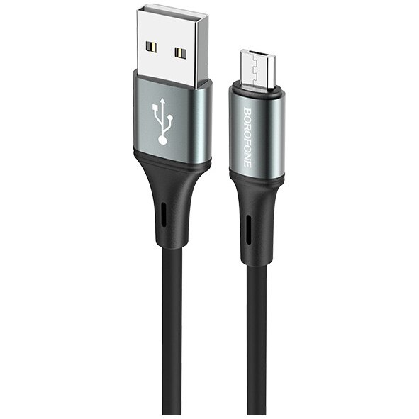 Cablu de date Borofone BU24 Cool, USB - Micro USB, Silicone, 1.2m, Negru