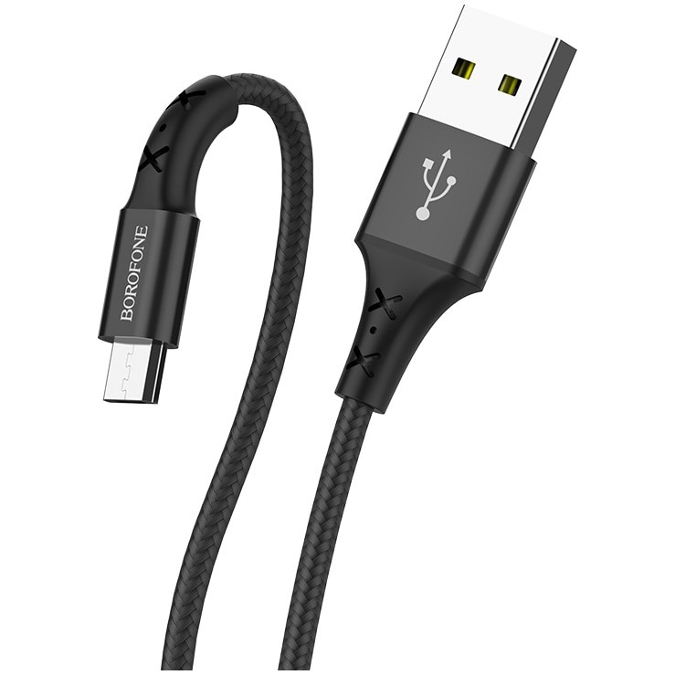 Cablu de date Borofone BX20 Enjoy, Micro USB, Nylon braid, 1m, 2A, Negru