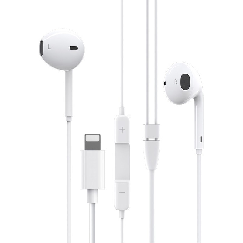 Casti audio Borofone BM32 Plus, Lightning, Microfon, 1.2m, Alb