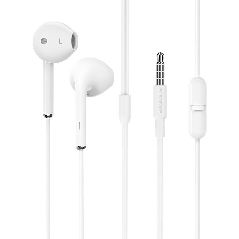 Casti EarBuds Borofone BM46 Echo, Cu microfon, 3.5 mm, Alb