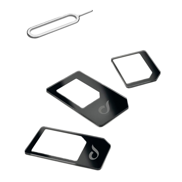 Kit Adaptori Cellularline pentru micro-SIM si nano-SIM, Negru