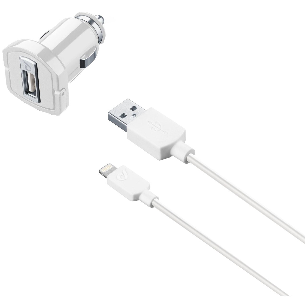 Set incarcator auto Cellularline CBRUSBMFIIPH5W, Cablu date Lightning, 5W,1m, Alb