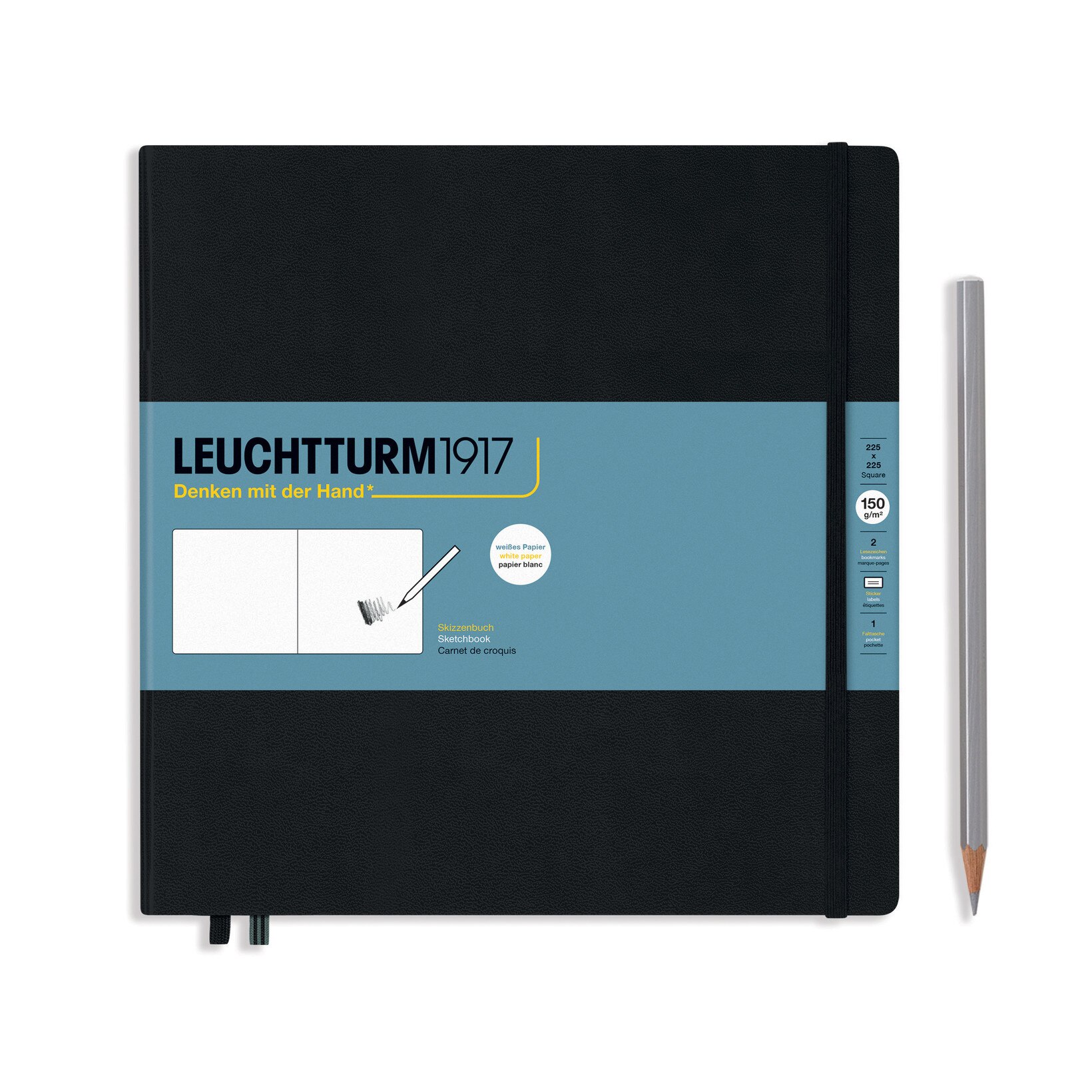 Caiet Schite, 225x225mm, 150g, Negru, Leuchtturm1917