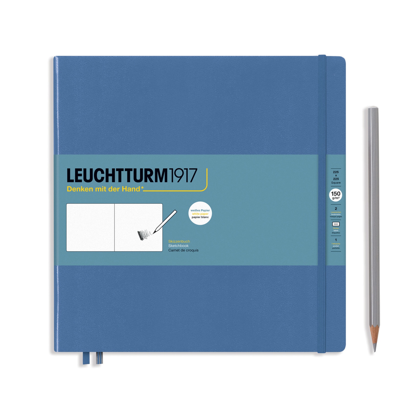 Caiet Schite, 225x225mm, 150g, Albastru Denim, Leuchtturm1917