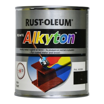 Vopsea antirugina,Alkyton,0.75L,negru mat, RAL9005 Vopsea antirugina,Alkyton,0.75L,negru mat, RAL9005
