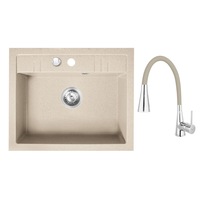 set chiuveta ferro granit o cuva nisip 58x48 cm cu baterie ferro flexibila cu 2 functii bej imagen 38_0_
0