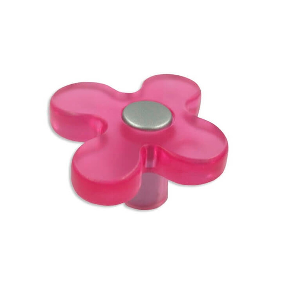 Buton mobilier floare roz-aluminiu, Siro