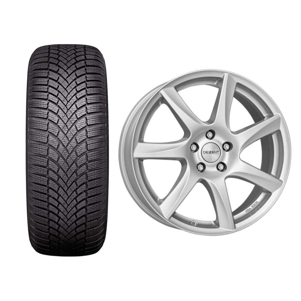 Roata completa Mazda CX-30 janta aliaj Dezent TW Silver 6.5x16 + anvelopa iarna Bridgestone Blizzak LM005 215/65R16 98H + Senzor presiune ALCAR