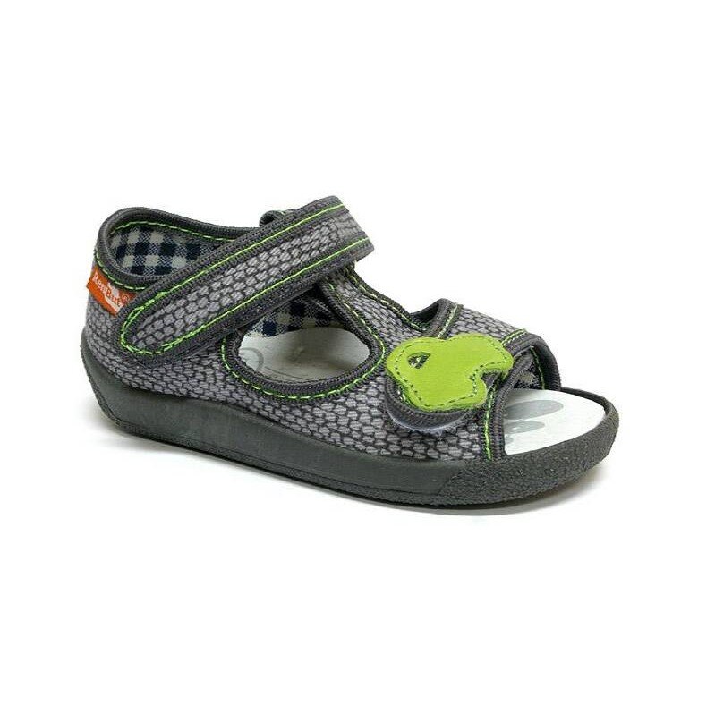 Sandale baieti, gri cu masinuta verde