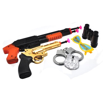 Set pusca si pistol de jucarie din plastic + accesorii catuse,binoclu si ochelari Set pusca si pistol de jucarie din plastic + accesorii catuse,binoclu si ochelari