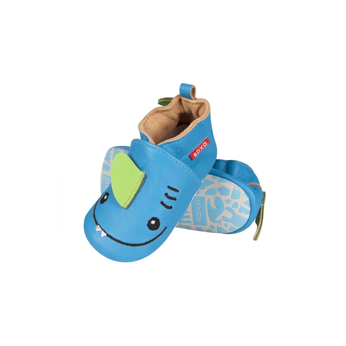 Mocasini copii, Soxo, piele naturala, model Rechin, albastri