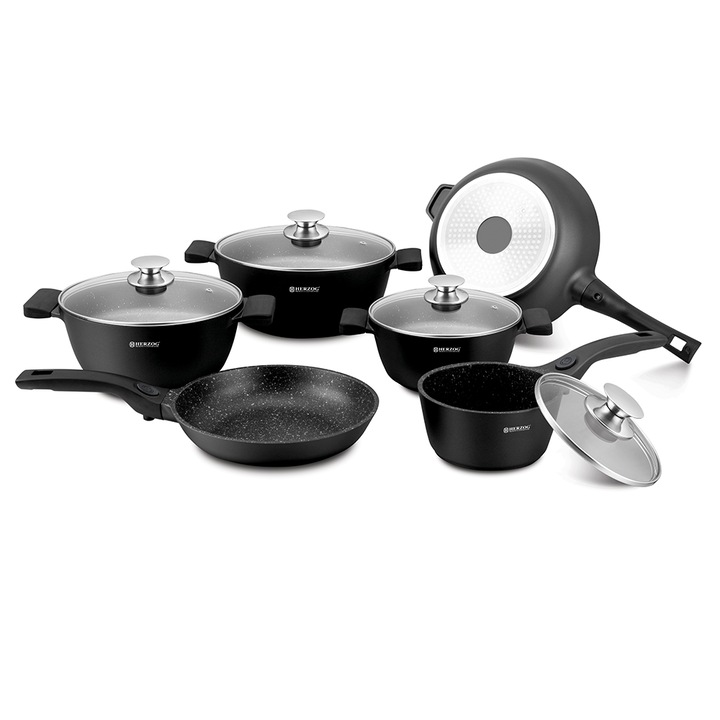 Set Oale marmorate 16 piese Herzog HR-ST16M - Negru