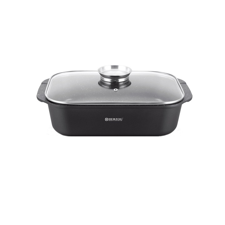 Tava Roaster marmorat cu capac 34 cm Herzog HR-ROS34M