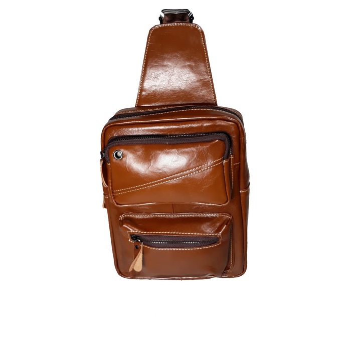 L-line fashion Férfi táska, Természetes bőrből, Konyak barna, Mérete 27 x 20 x 6 cm