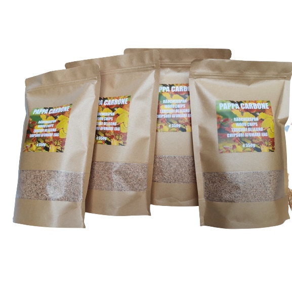 Set 4 pungi + 1 gratis aschii de fag pentru afumare PAPPA CARBONE nr 1 , 1750 gr