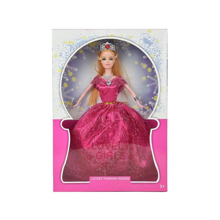 Magic Toys 4343007 Hosszú szőke hajú divatbaba estélyi ruhában 29cm