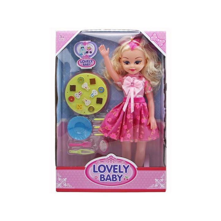 Magic Toys 5810546 Lovely baba hanggal és konyhai felszereléssel 46cm-es