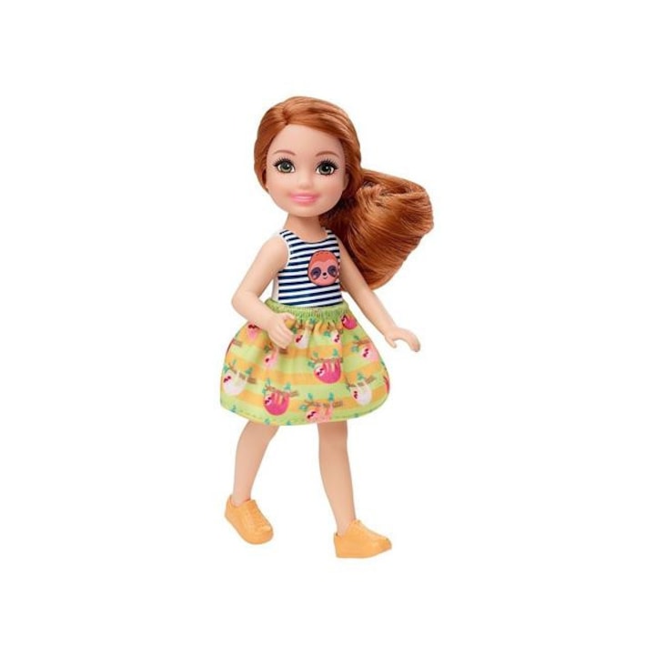 Mattel 1803365 Barbie Club Chelsea: Vörös hajú lány baba lajháros ruhában - Mattel