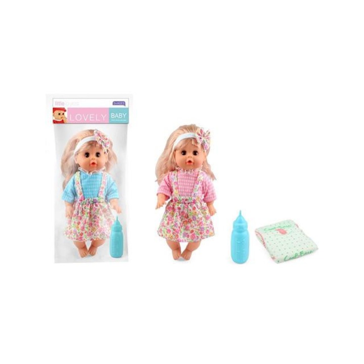 Magic Toys 3339230 Pislő baba virágos szoknyában kiegészítőkkel 30cm