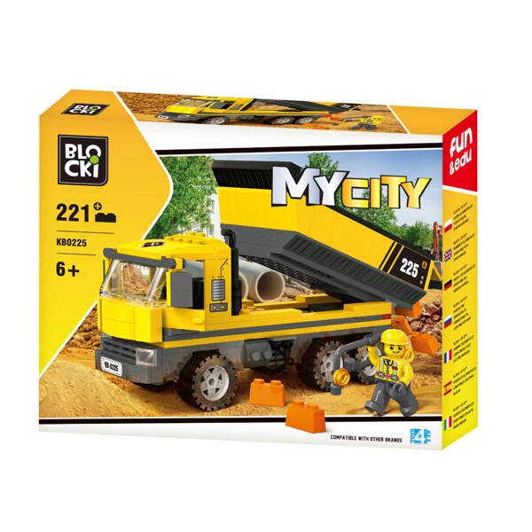 Joc constructie Blocki, Camion cu bena, 221 piese, Robentoys®