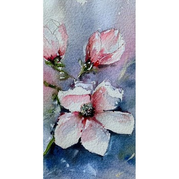 Pictura in acuarela Flori de primavara- pictat manual de Oana Pinzariu, dimensiune 16*18 cm Pictura in acuarela Flori de primavara- pictat manual de Oana Pinzariu, dimensiune 16*18 cm