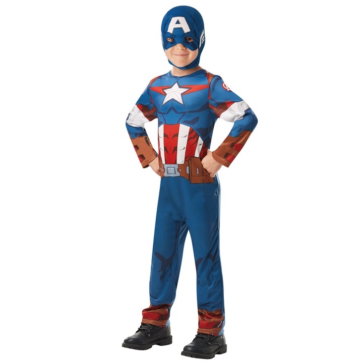 Amerika kapitány jelmez, Bosszúállók, S méretű, 3-4 éves, maszkot is tartalmaz
