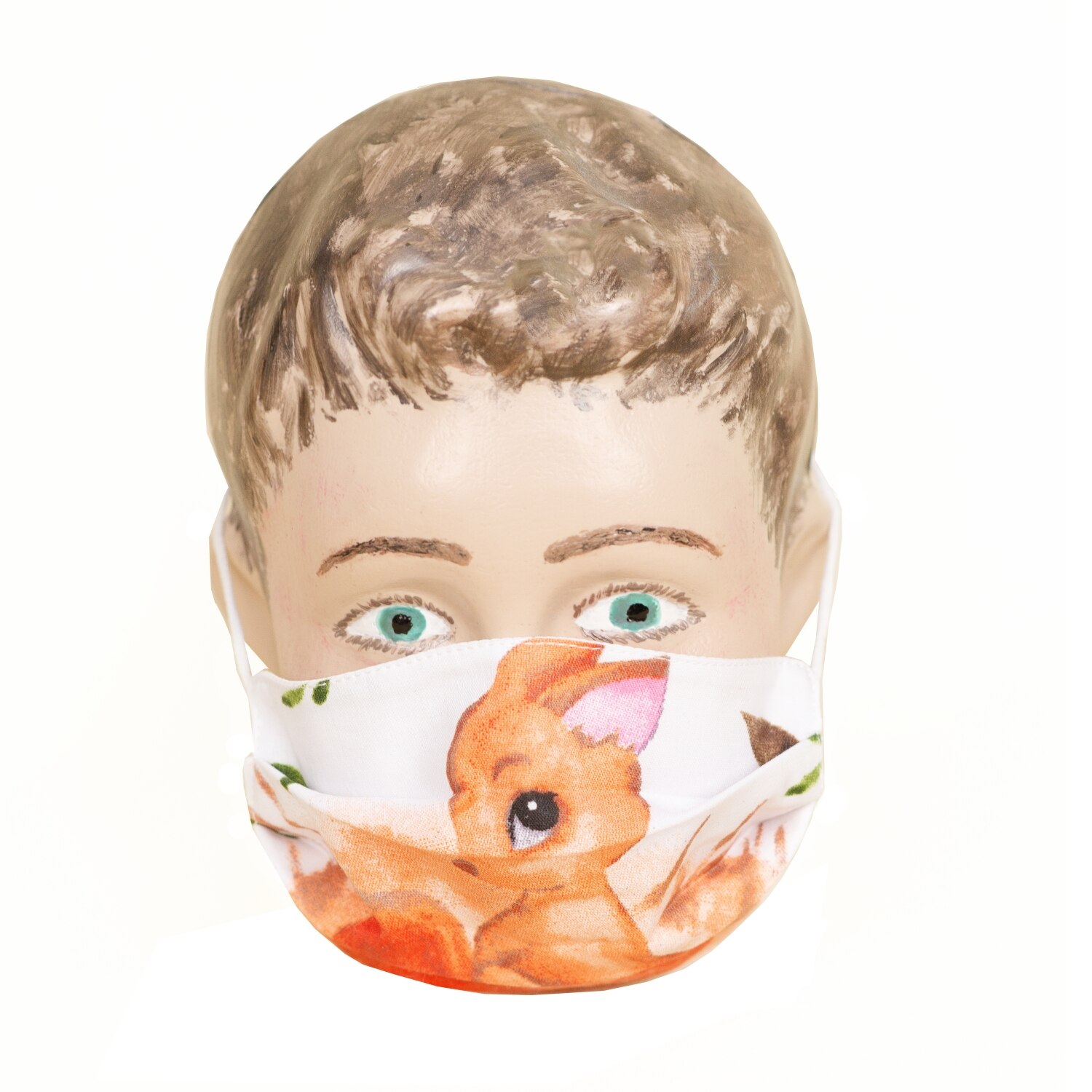 Set 2 Masti protectie fata bumbac COPII, FOXY, reutilizabile, 3 straturi, anatomice, cu elastic, copii