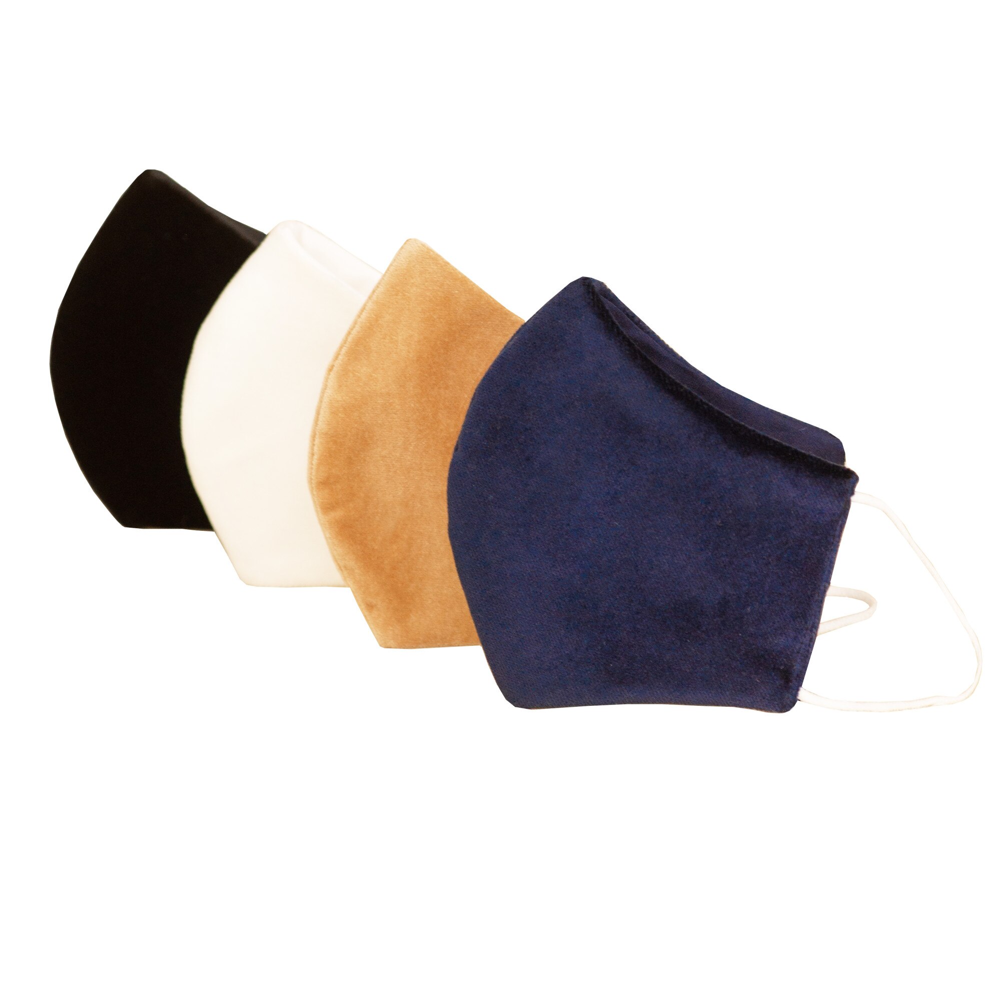 Set 4 Masti protectie faciala COPII, model VELVET BLUE, reutilizabile, catifea, 2 straturi, anatomice, cu elastic