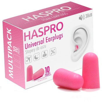 Set 20 dopuri de urechi, Haspro, MULTI10,Roz, ambalate separat SNR 38dB Set 20 dopuri de urechi, Haspro, MULTI10,Roz, ambalate separat SNR 38dB