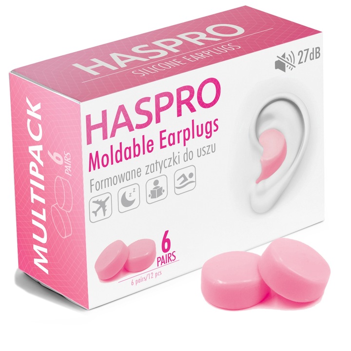 Формуеми тапи за уши Haspro Mold 6P, SNR 27dB, Pозово 12 броя