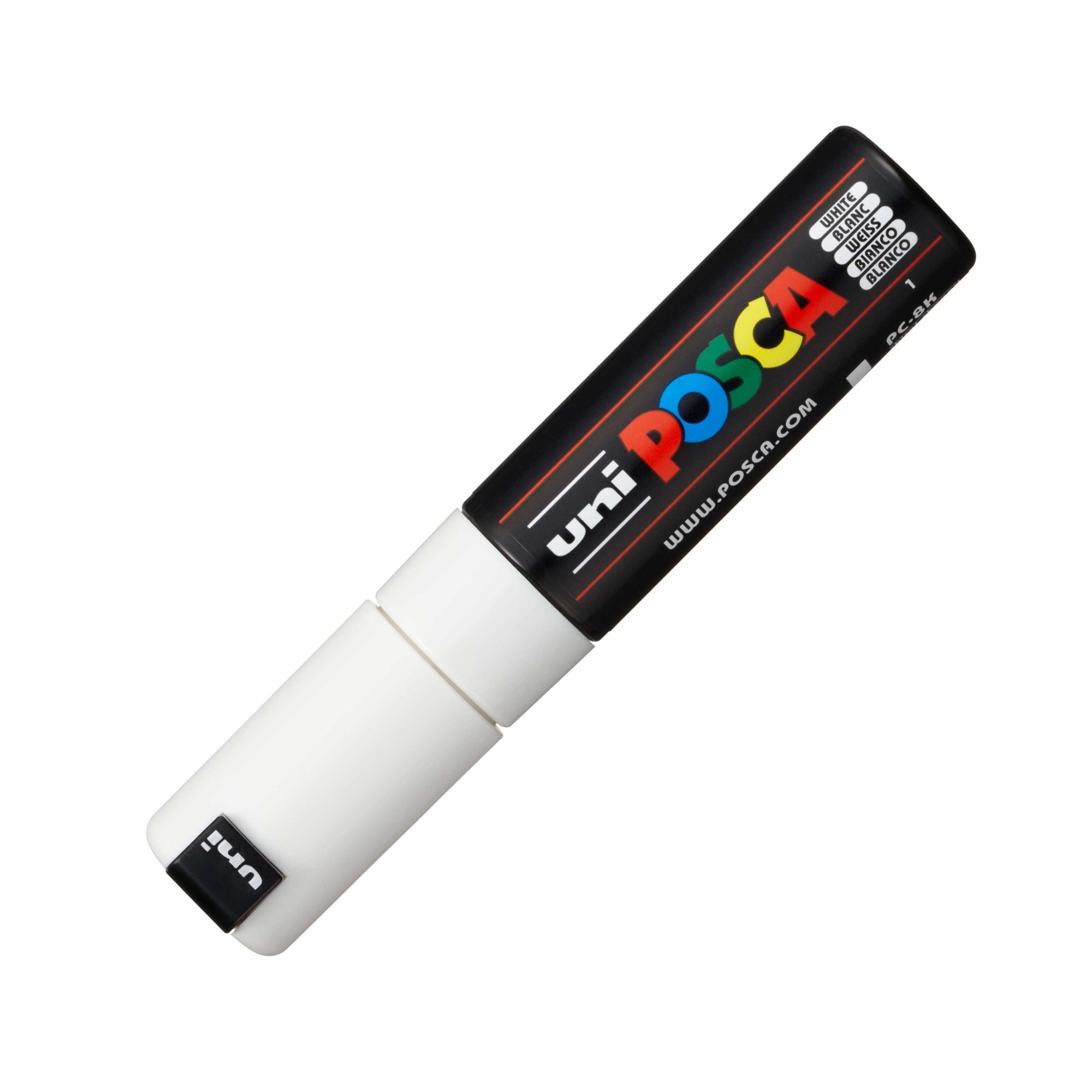 Marker UNI PC-8K Posca 8.0 mm, varf tesit, alb
