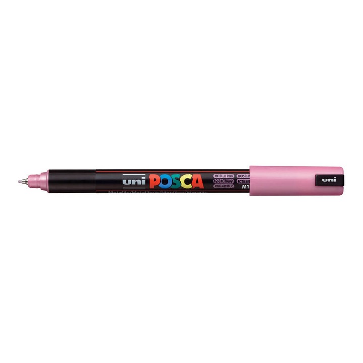 Marker UNI PC-1MR Posca 0.7mm varf fin metalic - roz metalizat