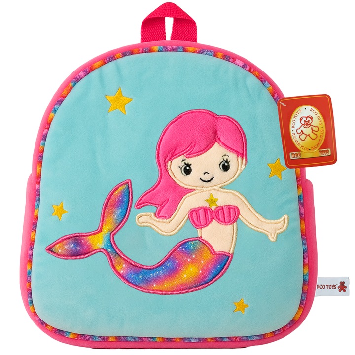 Jucarie din plus tip rucsac cu sirena, Roz, 33 cm, WJ6136B RCO®