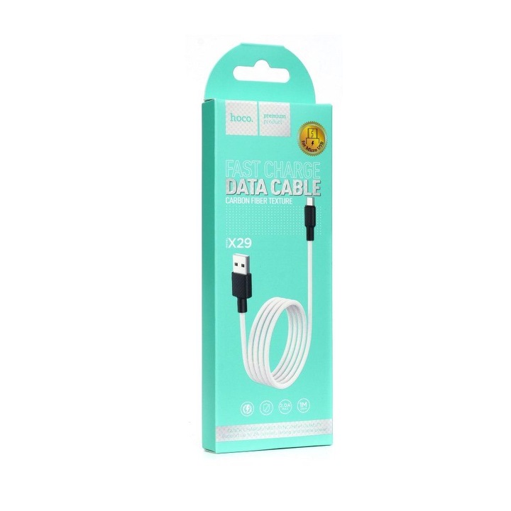 Hoco X29 MicroUSB kábel fehér-fekete (HC089742) (HC089742)