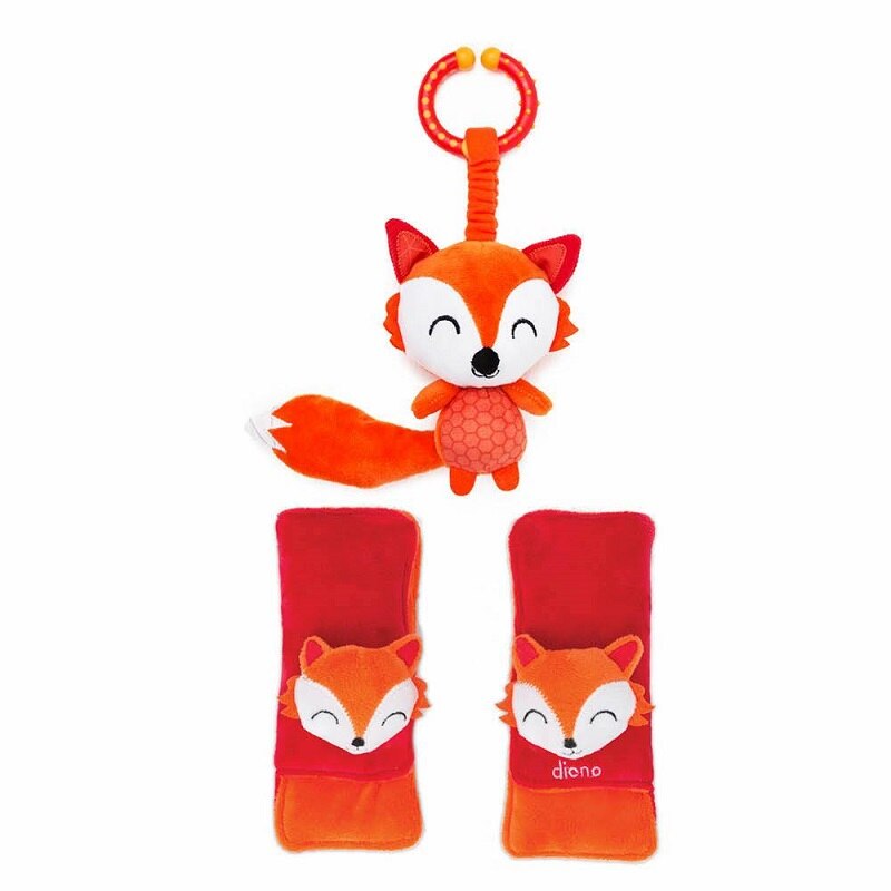 Set, protectii centuri, Diono, Soft Wraps, cu jucarie Vulpe