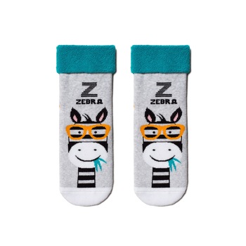 Sosete copii flausate cu model zebra, Conte Kids Sof-Tiki 436, Turcoaz Sosete copii flausate cu model zebra, Conte Kids Sof-Tiki 436, Turcoaz