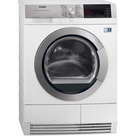 Uscator de rufe AEG T97689IH3, Pompa de caldura, 8 kg, Casa A+++, LCD touch, Motor inverter