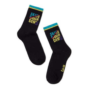 Sosete copii flausate cu model skate, Conte Kids Sof-Tiki 419, Negru Sosete copii flausate cu model skate, Conte Kids Sof-Tiki 419, Negru