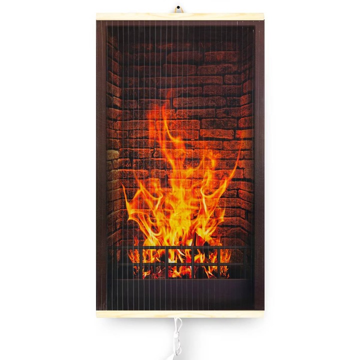 Panou radiant infrarosu Trio model Fireplace, 430W, 0,9kg, termostat 2 trepte, 100cm x 60cm