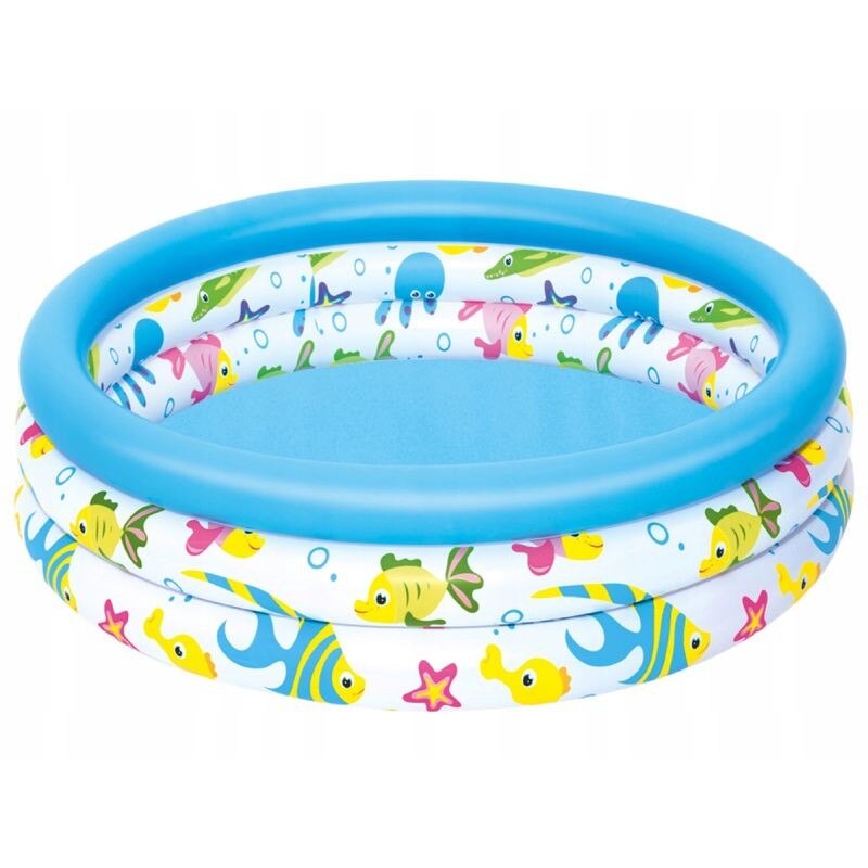 Piscina gonflabila pentru copii, Bestway, diametru 100 cm, 3 inele, forma rotunda, capacitate 101l